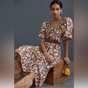 NWT Anthropologie Love the Label Floral Maxi Dress Pockets Small